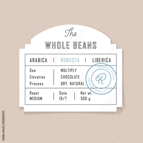 Retro vintage coffee beans label.