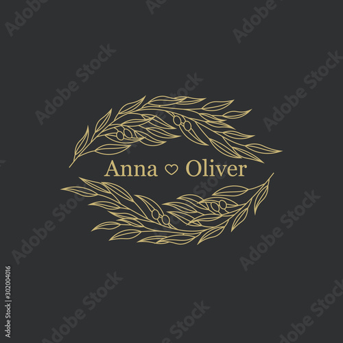 Elegant floral logo. Wedding logo design.