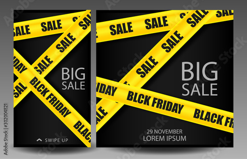 Black friday sale social media banner template. Vector illustration