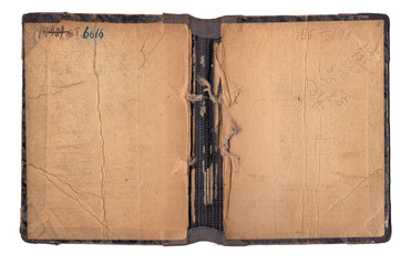 Vintage old book cover isolated on white