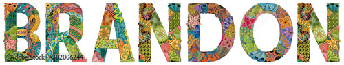 фотографія Male name BRANDON. Vector decorative zentangle object