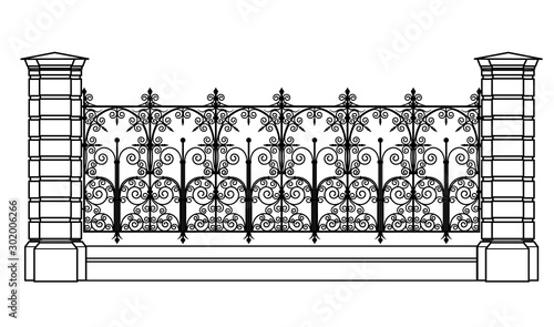 black forged fence