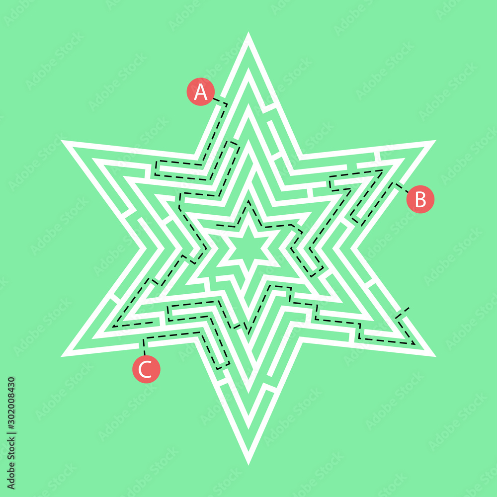 Labyrinth shape design element. Three entrance, one exit and one right way to go, but many paths to deadlock. Labyrinth shape design element. Three entrance, one exit and one right way to go, but many paths to deadlock.
