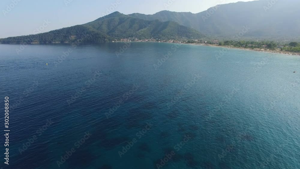Drone landing in Aegean Sea, Thassos, Greece Drone landing in Aegean Sea, Thassos, Greece
