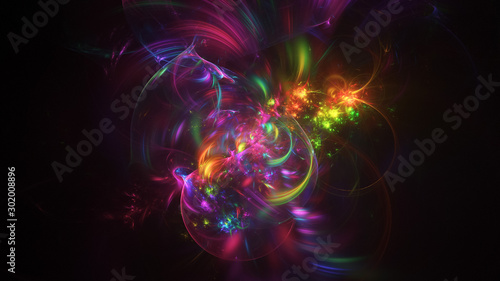 Abstract transparent rainbow crystal shapes. Fantasy light background. Digital fractal art. 3d rendering.