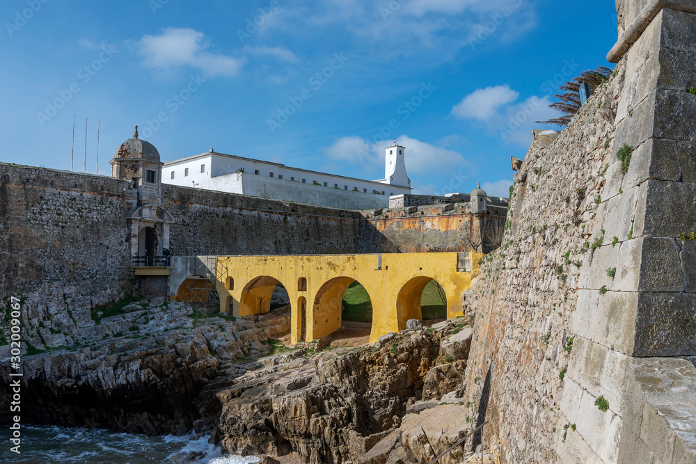Fort of Peniche at Atlantic ocean coast, Portugal.