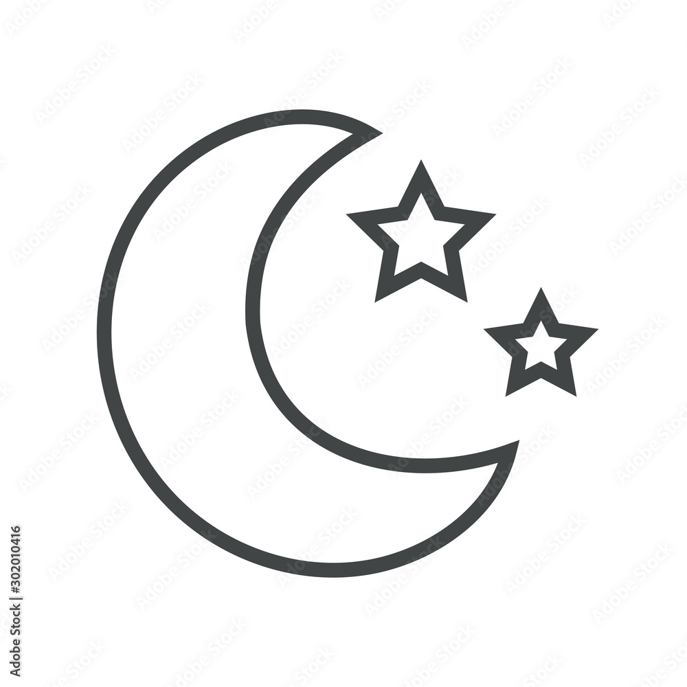 Line icon month with stars Line icon month with stars