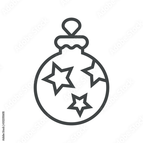 Line icon toy with stars on Christmas tree