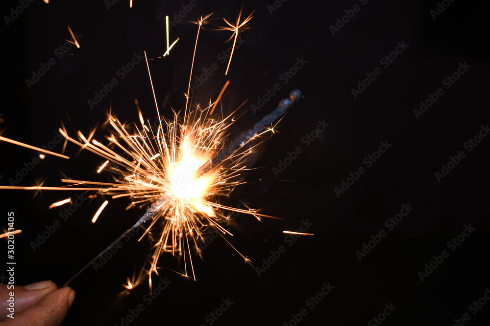 Beautiful fire crackers sparkler in diwali festival celebration