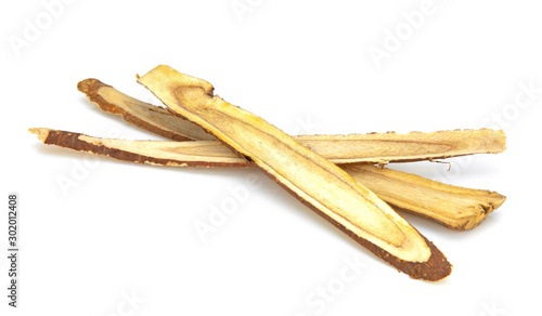 Liquorice root isolated on white background