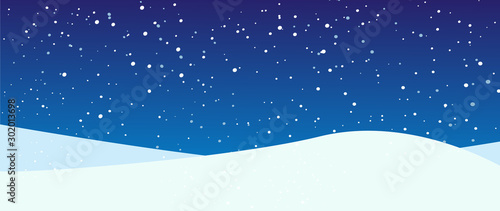 Christmas vector snowdrifts winter landscape background. Vector illustration, Christmas banner and card.