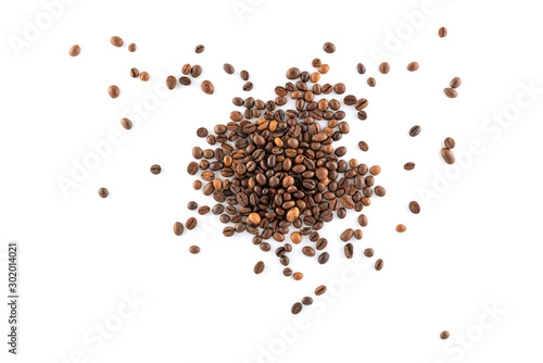 Coffee Beans Isolated on White Background, close-up