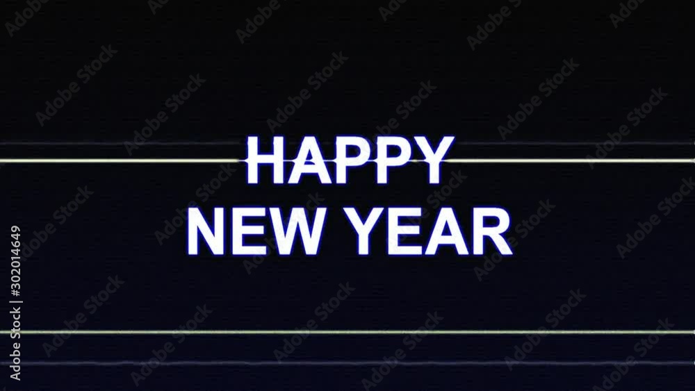 Happy New Year Glitch Text Animation, Background, with Alpha Matte, Loop, 4k Happy New Year Glitch Text Animation, Background, with Alpha Matte, Loop, 4k
