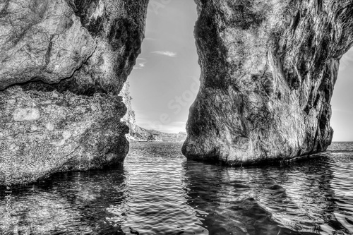 cave in Orosei Gulf in hdr