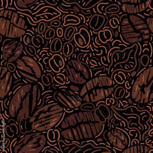 Vector seamless pattern. Coffee bean