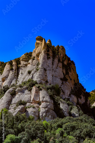 Mountain range in Santa Maria de Montserrat abbey in Monistrol, Catalonia, Spain
