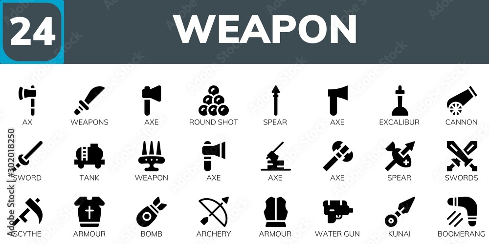 Obraz premium weapon icon set