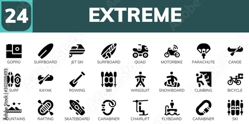 Modern Simple Set of extreme Vector filled Icons