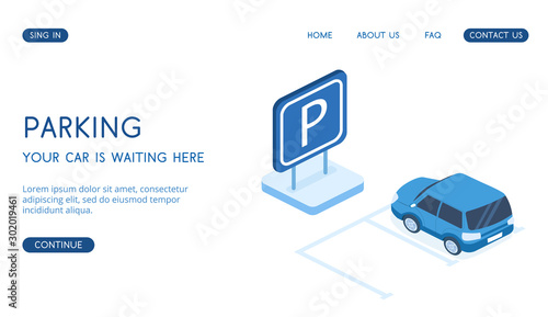 Modern Parking concept of landing page vector isometric 3D illustration.