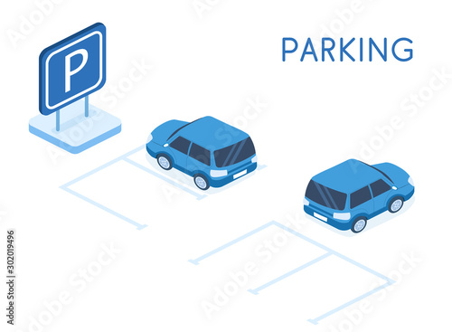 Modern Parking concept of landing page vector isometric 3D illustration.