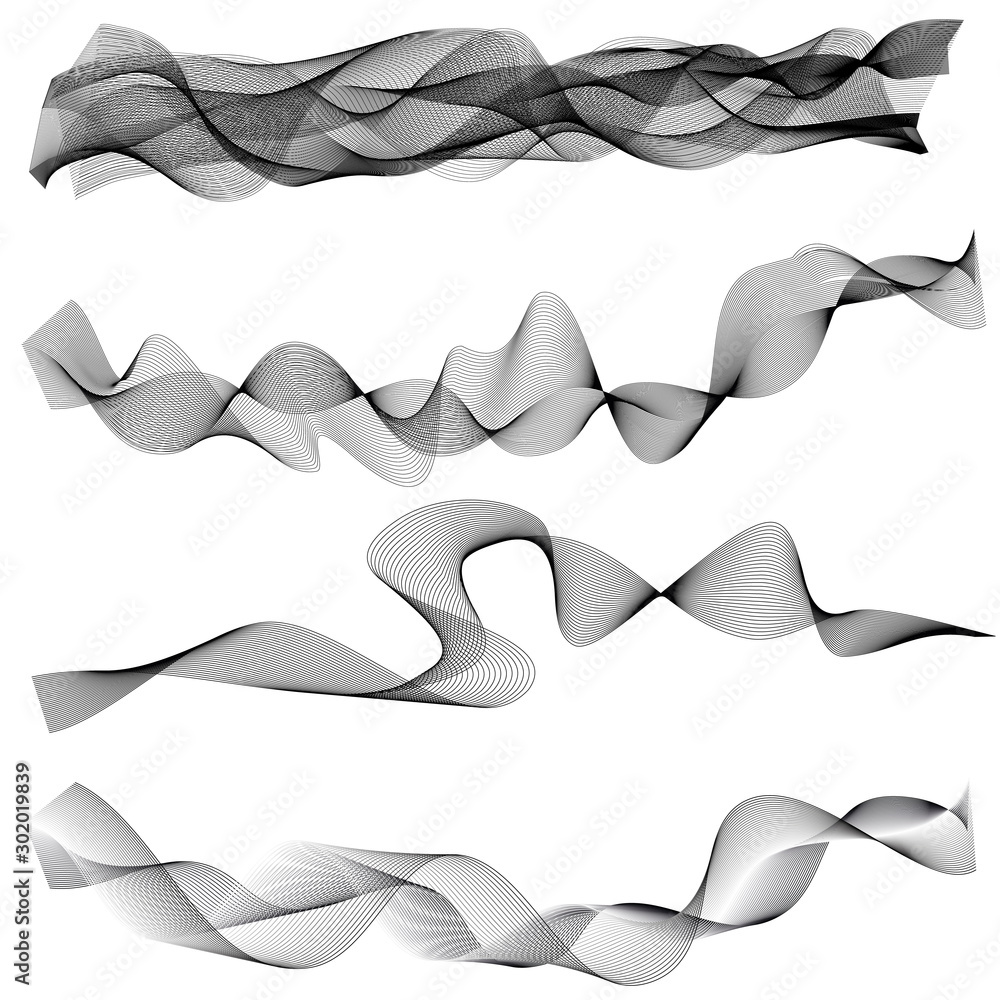 collection of abstract wave lines on white background collection of abstract wave lines on white background