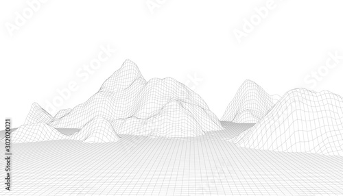 Background of landscape of mountains in deep white.
