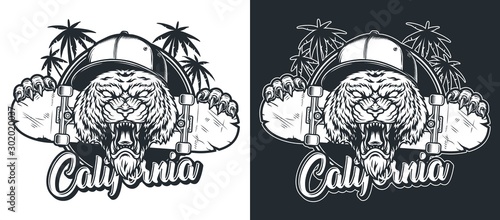 Vintage skateboarding monochrome logotype