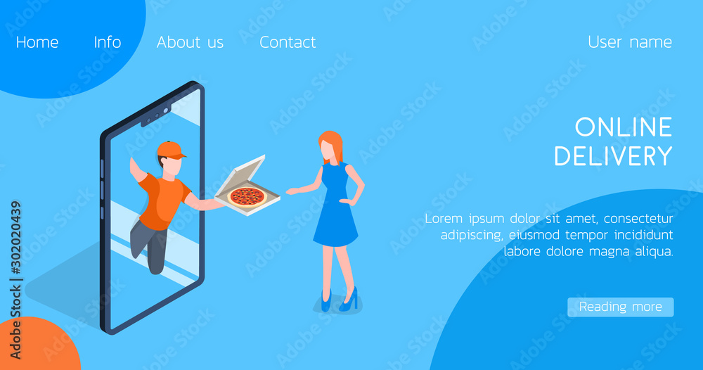 Modern Online Delivery concept of landing page vector isometric 3d illustration.