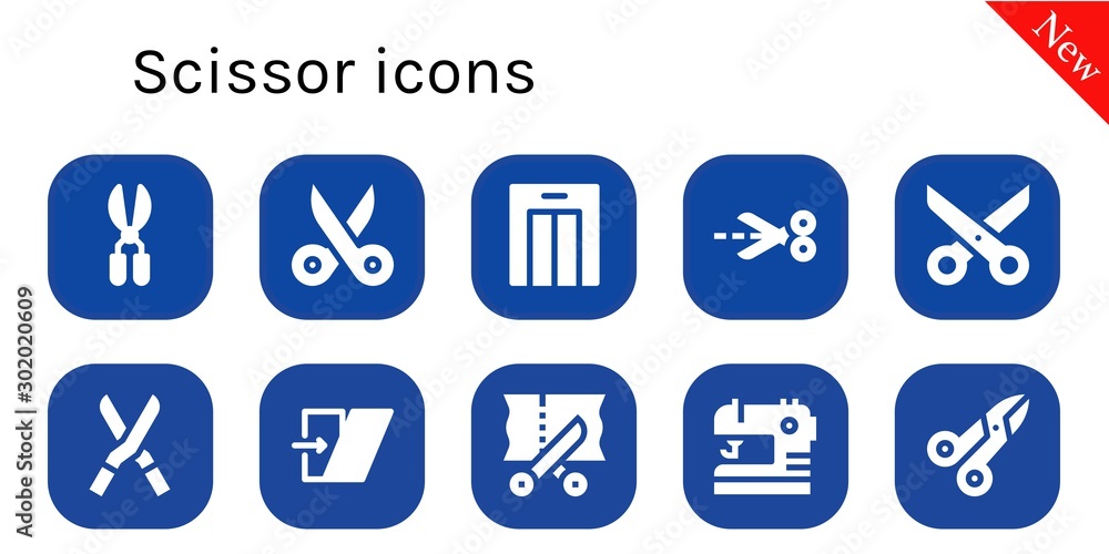 Modern Simple Set of scissor Vector filled Icons