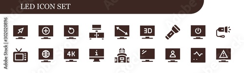 Modern Simple Set of led Vector filled Icons
