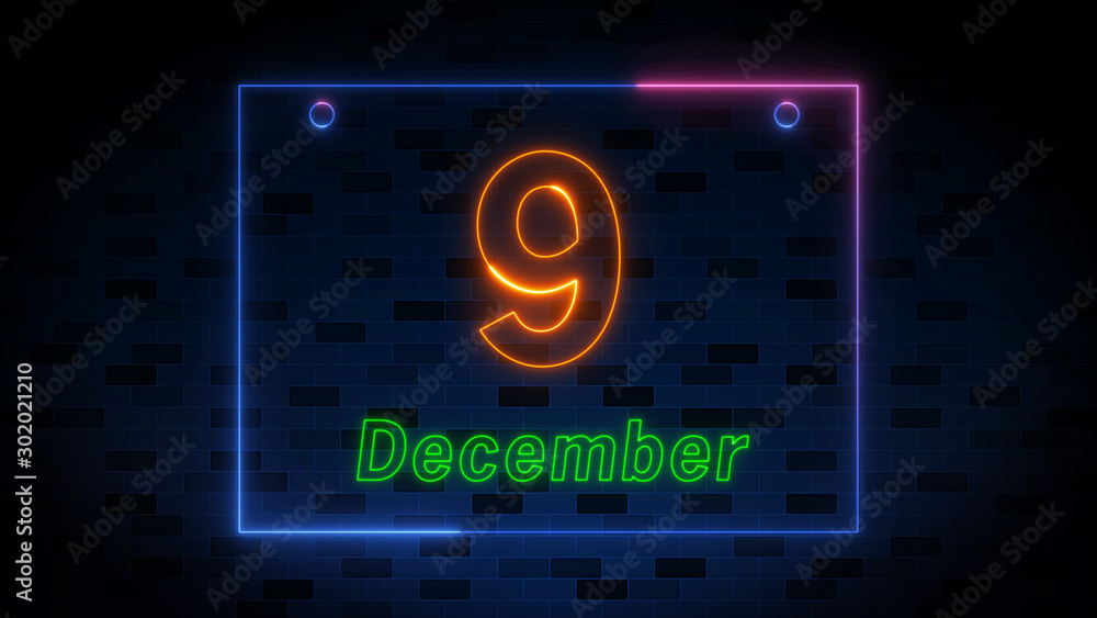 December 9th Colorful Neon Light Date Of International Anti-Corruption Day With Dark Blue Brick Wall Background December 9th Colorful Neon Light Date Of International Anti-Corruption Day With Dark Blue Brick Wall Background