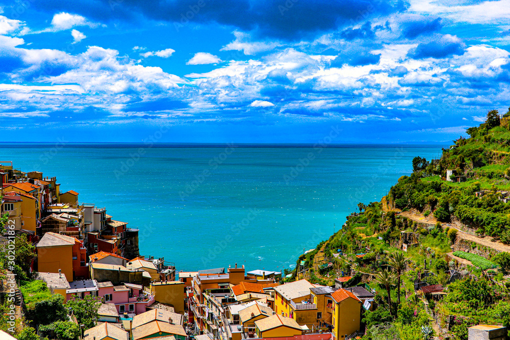 a coastal view while  exploring the back trails around the  Manarola village which is a small village in the Liguria region of Italy known as Cinque Terra