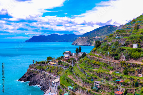 a coastal view while exploring the back trails around the Manarola village which is a small village in the Liguria region of Italy known as Cinque Terra
