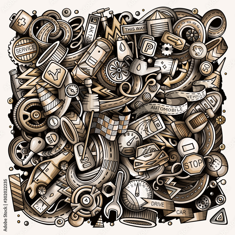 Cartoon cute doodles Autumotive illustration Cartoon cute doodles Autumotive illustration