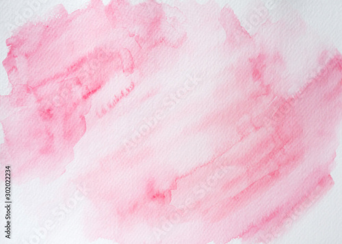 Abstract pink background. Watercolor paint on white paper.