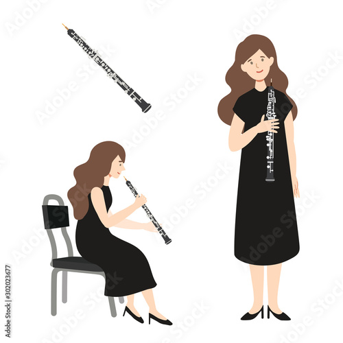 Illustration of isolated musician on white background