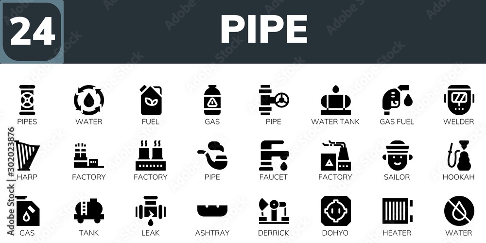 pipe icon set