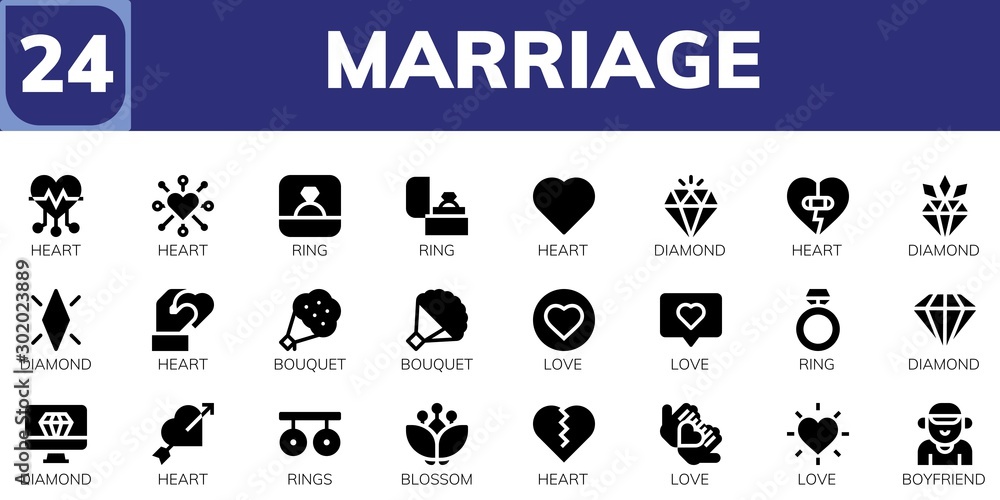 marriage icon set