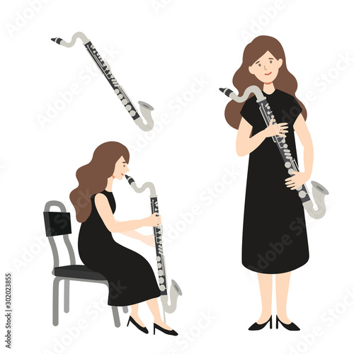 Illustration of isolated musician on white background