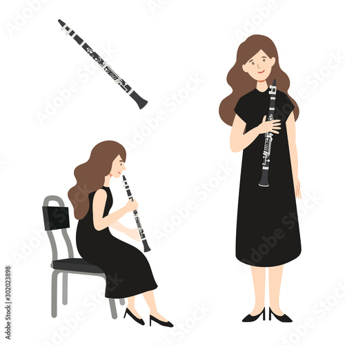 Illustration of isolated musician on white background