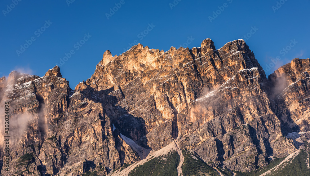 Alpine landscape with Monte Antelao peaks in the Dolomites, Italy, Europe