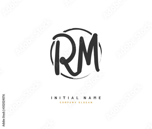 R M RM Beauty vector initial logo, handwriting logo of initial signature, wedding, fashion, jewerly, boutique, floral and botanical with creative template for any company or business.
