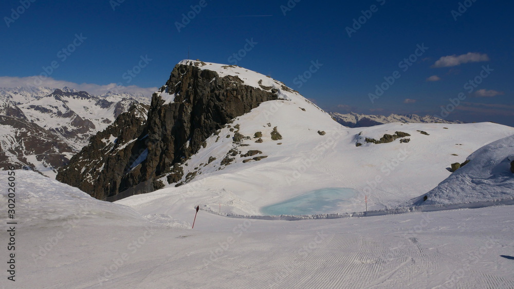 Paradiso Pass in Passo Tonale. A glacier popular with skiers.