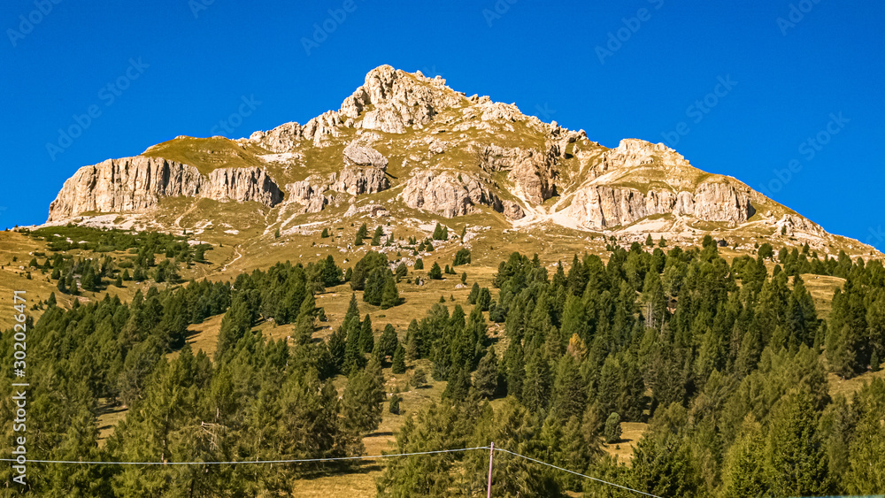 Fototapeta premium Beautiful alpine view at the famous Passo Costalunga, South Tyrol, Italy