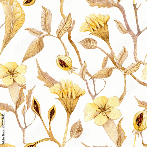 Abstract yellow flowers pattern