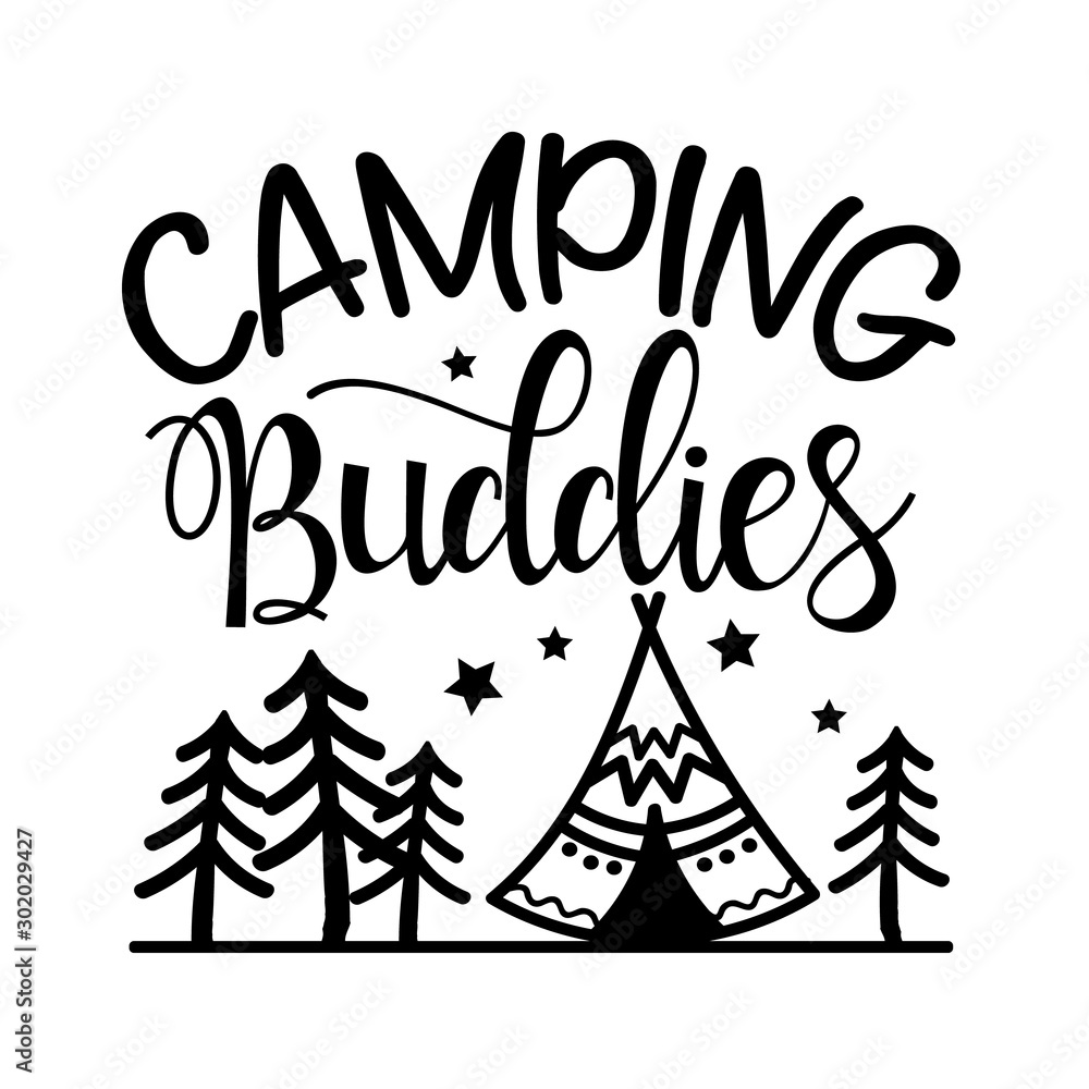 Camp decor. Camping buddies vector file. Tent clip art. Best friends ...