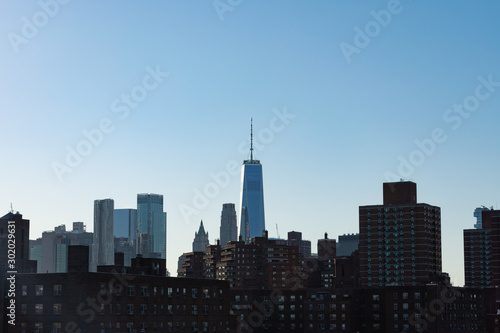 Lower Manhattan Skyline with Public Housing Skyscrapers in the front