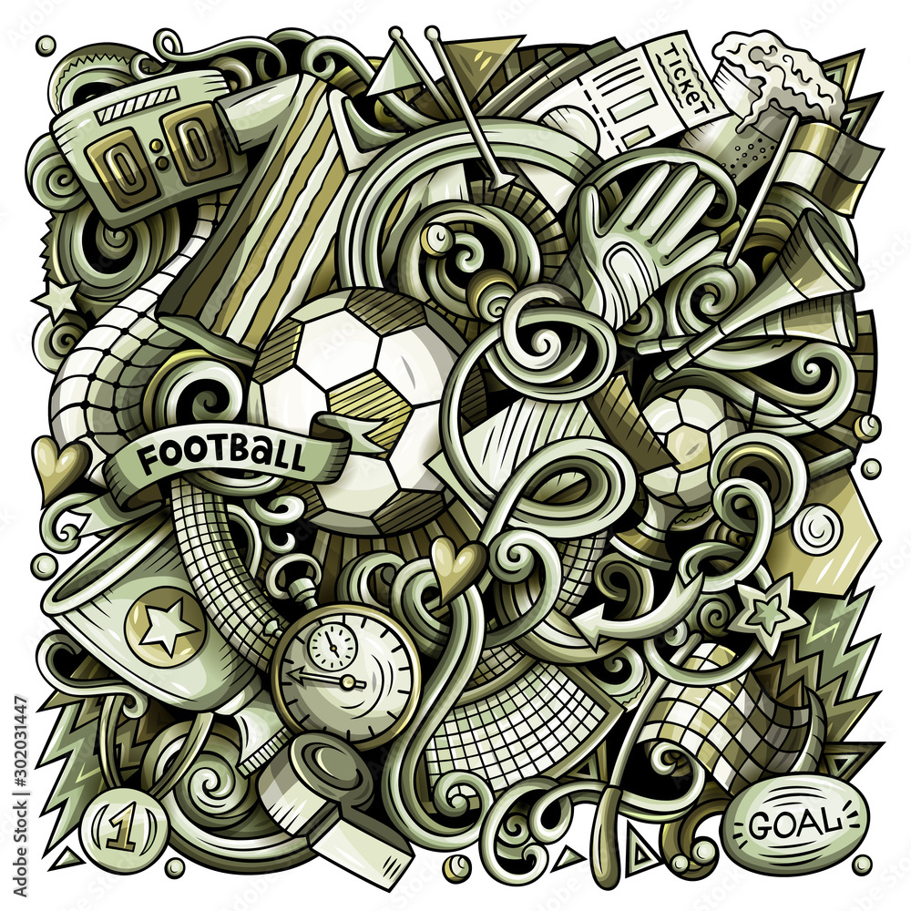 Cartoon doodles Football illustration