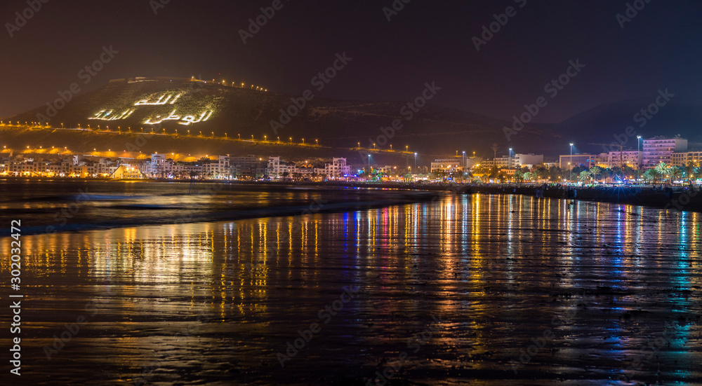 Agadir beach by night