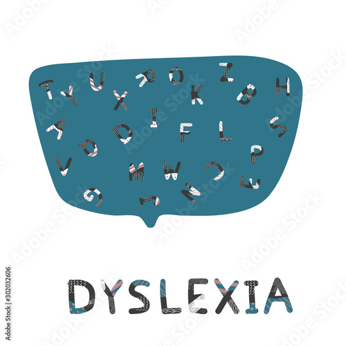 Dyslexia concept Vector sign with stylized letters photo